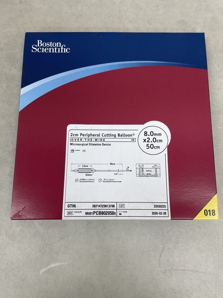 PCB802050 - BOSTON SCIENTIFIC - Peripheral Cutting Balloon Microsurgical Dilatation Device - OTW - 8.0mm x 2.0cm x 50cm, (BX/1) - ( Expiry Date: 2026-02-28 )