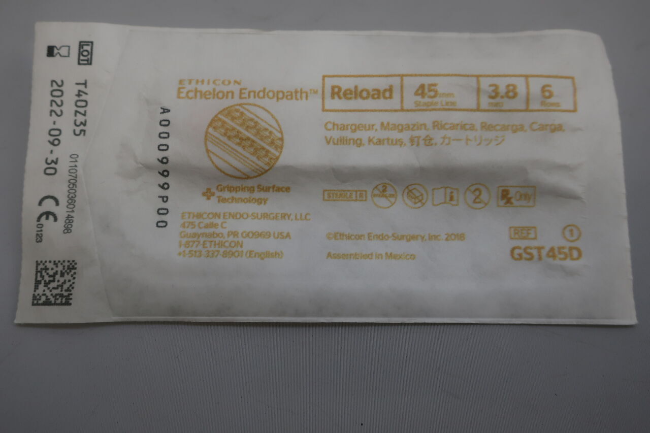 GST45D - ETHICON - Echelon Endopath Stapler Reload with Gripping Surface Technology, Gold, 3.8 Open x 1.8 mm Closed Height, (EA) - ( Expiry Date: 2026-05-31 )