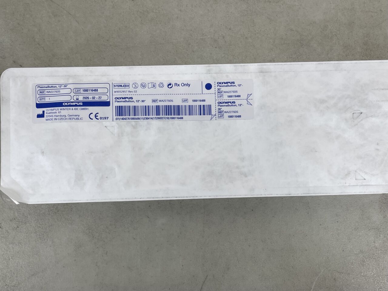 WA22760S - OLYMPUS - PlasmaButton HF-Resection Electrode w/Cable 12-30 Degree ESG TURis, (EA) - ( Expiry Date: 2026-02-27 )