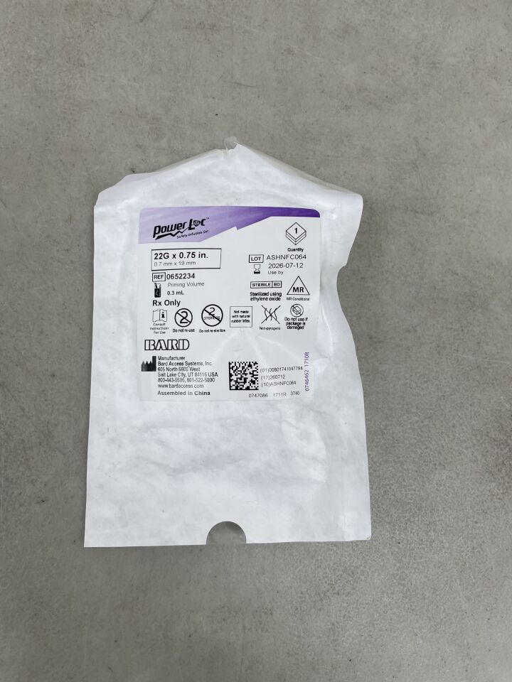 652234 - BARD - PowerLoc Safety Infusion Set For Port Access, Power Injectable, 22G x 0.75", (EA) - ( Expiry Date: 2026-07-12 )