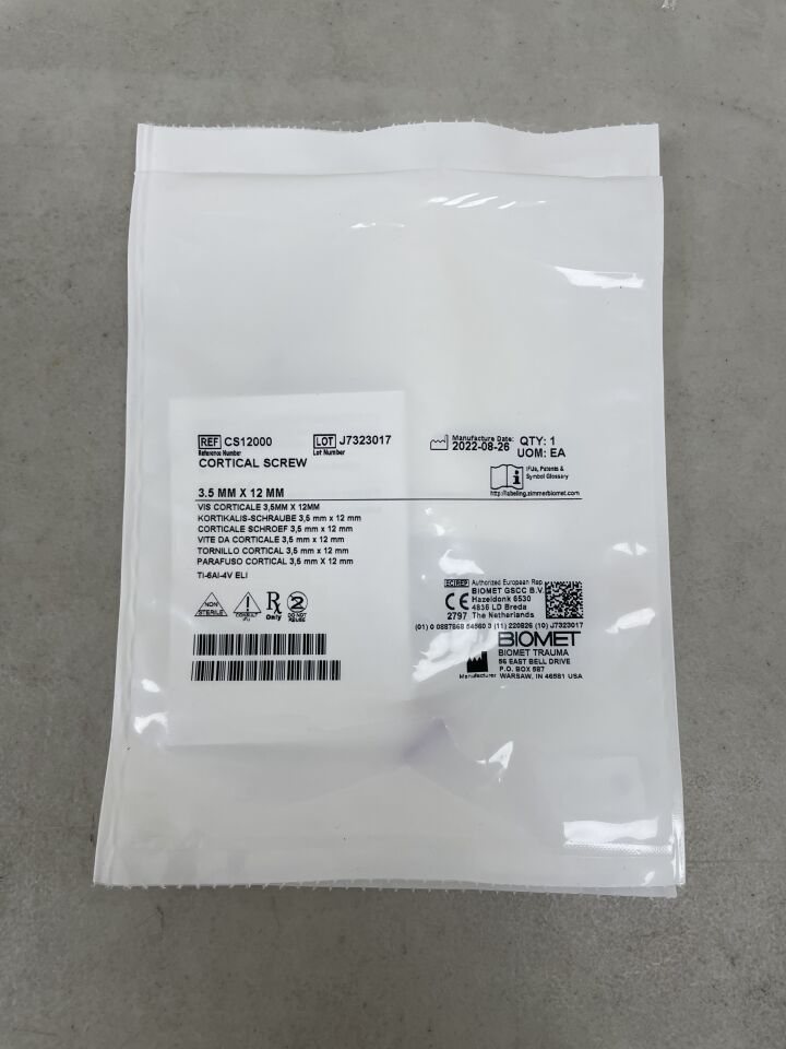 CS12000 - BIOMET - Cortical Screw, 3.5 x 12mm, (EA) - ( Expiry Date: 2099-12-31 )