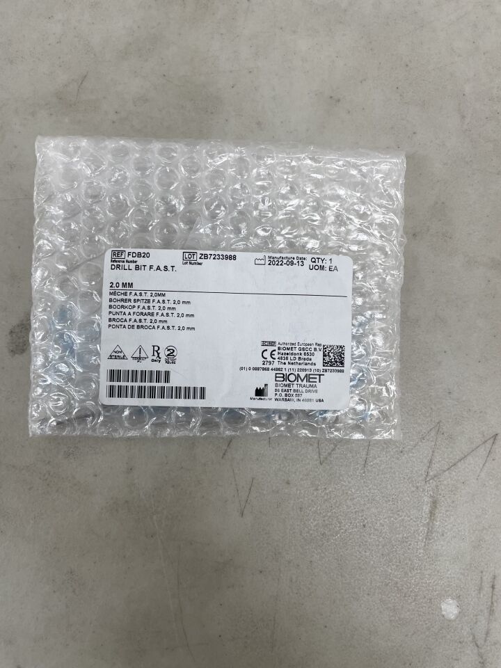 FDB20 - BIOMET - F.A.S.T. Drill Bit, 2.0mm, (EA) - ( Expiry Date: 2099-12-31 )