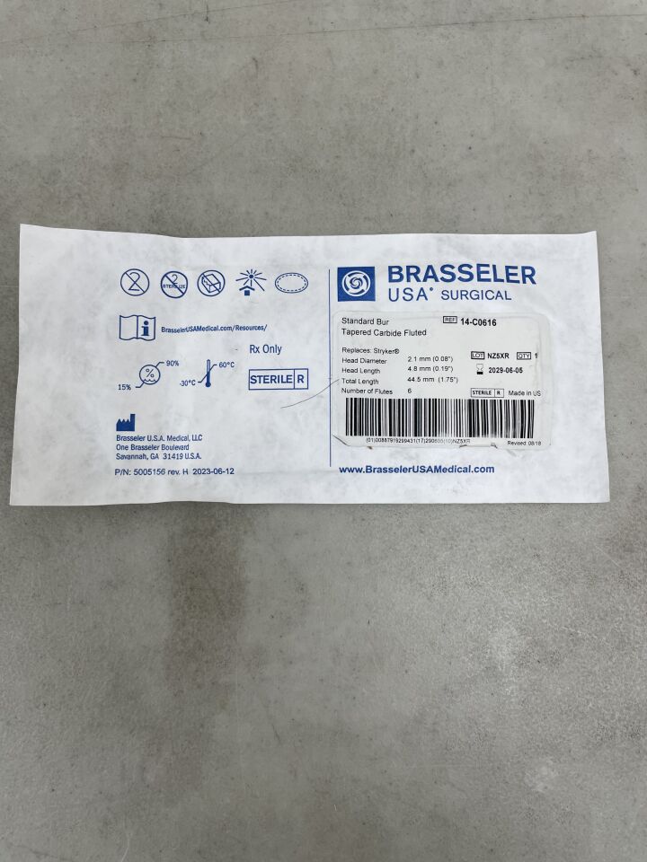 14-C0616 - BRASSELER - 2.1mm Cross-Cut Fissure Carbide Bur, (EA) - ( Expiry Date: 2029-06-05 )