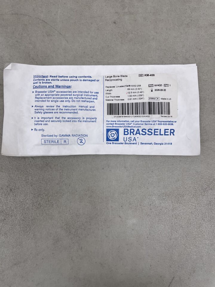 KM-458 - BRASSELER - Reciprocating Saw Blade 89.0, X, 12.5MM, (EA) - ( Expiry Date: 2026-08-30 )