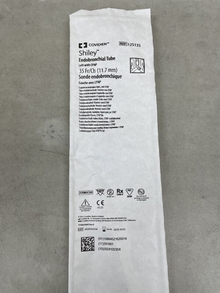 125135 - COVIDIEN - Shiley Endobronchial Tube Left with CPAP, 35F (Part of Kit), (EA) - ( Expiry Date: 2029-10-01 )