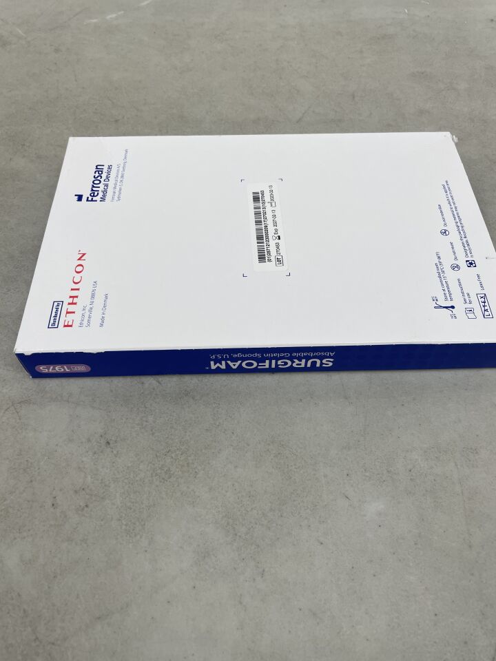 1975 - ETHICON - Surgifoam Absorbable Gelatin Sponge, 8cm x 12cm, (BX/6) - ( Expiry Date: 2027-02-13 )