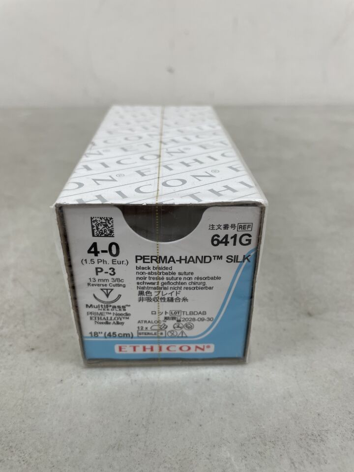 641G - ETHICON - Perma-Hand Non-Absorbable Braided Silk Suture, Size 4-0, 18 in. Length, P-3 Needle, (BX/1) - ( Expiry Date: 2028-09-30 )