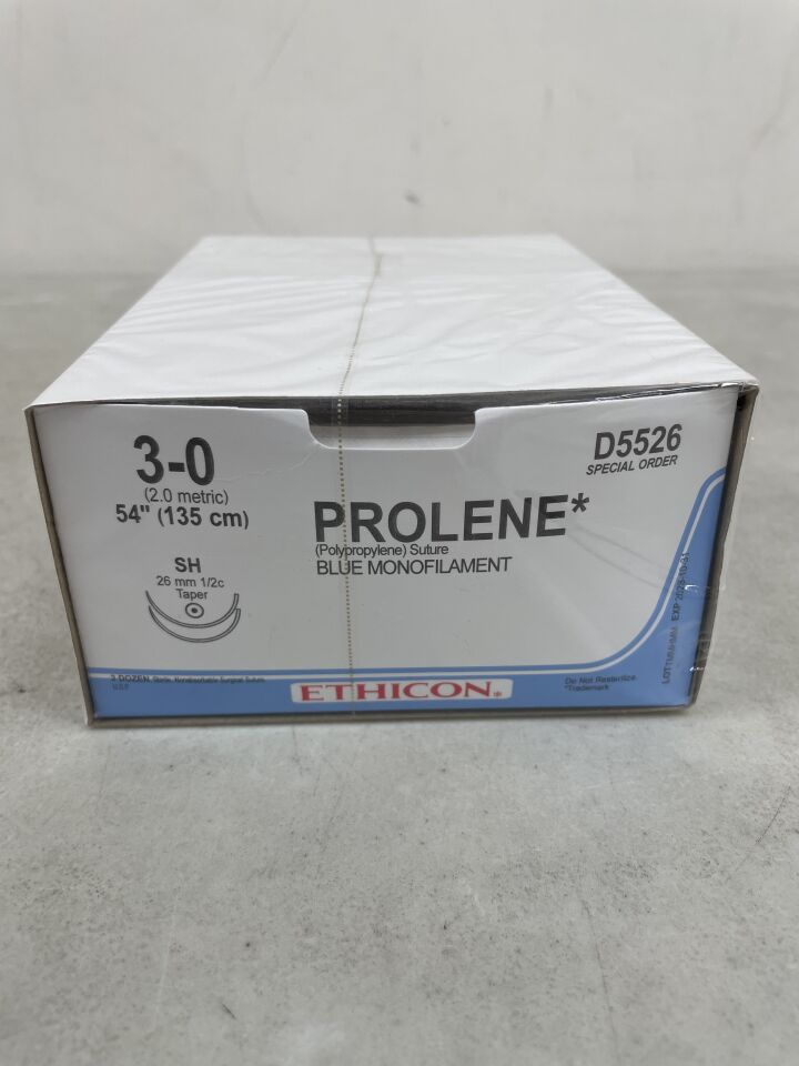 D5526 - ETHICON - Prolene Non-Absorbable Monofilament Polypropylene Suture, Size 3-0, 54 in. Length, SH Needle, (BX/36) - ( Expiry Date: 2028-10-31 )