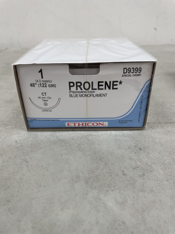 D9399 - ETHICON - Prolene Non-Absorbable Monofilament Polypropylene Suture, Size 1, 48 in. Length, CT Needle, (BX/12) - ( Expiry Date: 2026-12-31 )