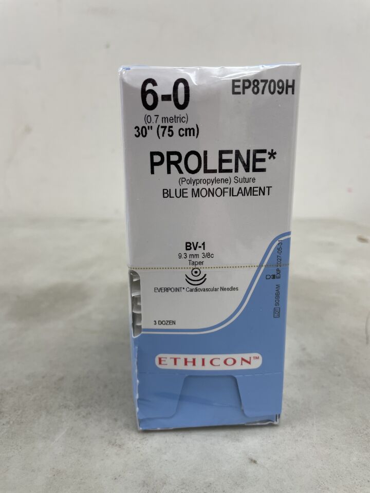 EP8709H - ETHICON - Prolene Non-Absorbable Monofilament Polypropylene Suture, Size 6-0, 30 in. Length, BV-1 Needle, (BX/36) - ( Expiry Date: 2027-05-31 )