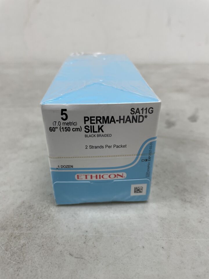 SA11G - ETHICON - Perma-Hand Non-Absorbable Braided Silk Suture, Size 5, 60 in. Length, (BX/12) - ( Expiry Date: 2027-03-31 )