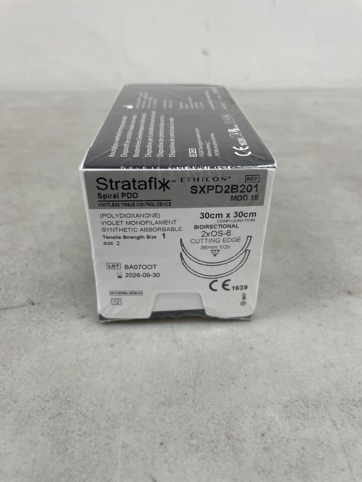 SXPD2B201 - ETHICON - Stratafix Spiral Absorbable PDO Suture, Size 1, 12 in. Length, OS-6 Needle, (BX/12) - ( Expiry Date: 2026-09-30 )