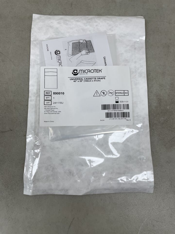 890010 - MICROTEK MEDICAL - Universal Cassette Drape 40" x 20", (EA) - ( Expiry Date: 2029-11-01 )