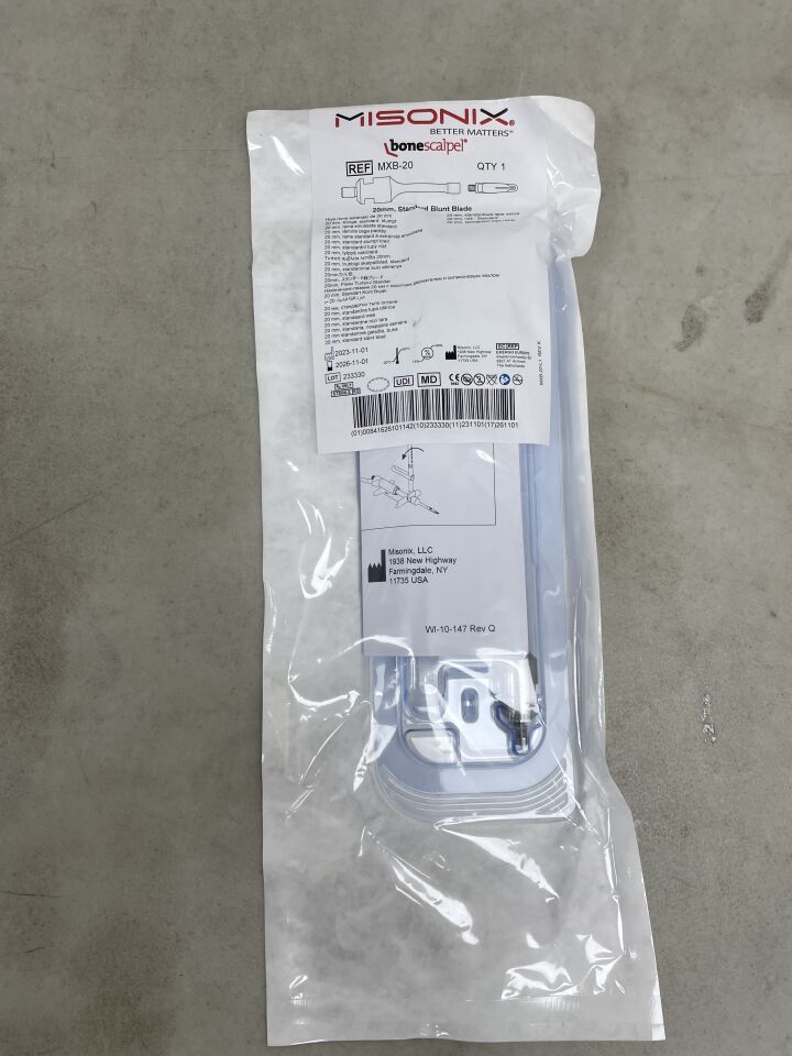 MXB-20 - MISONIX - BoneScalpel Standard Blade, 20 L x 6.4 mm W, (EA) - ( Expiry Date: 2026-11-01 )