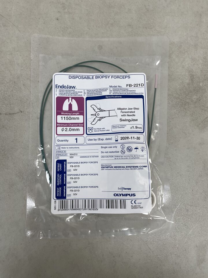 FB-221D - OLYMPUS - EndoJaw Biopsy Forceps Alligator w/Needle 2.0mm x 115cm, (EA) - ( Expiry Date: 2028-11-30 )