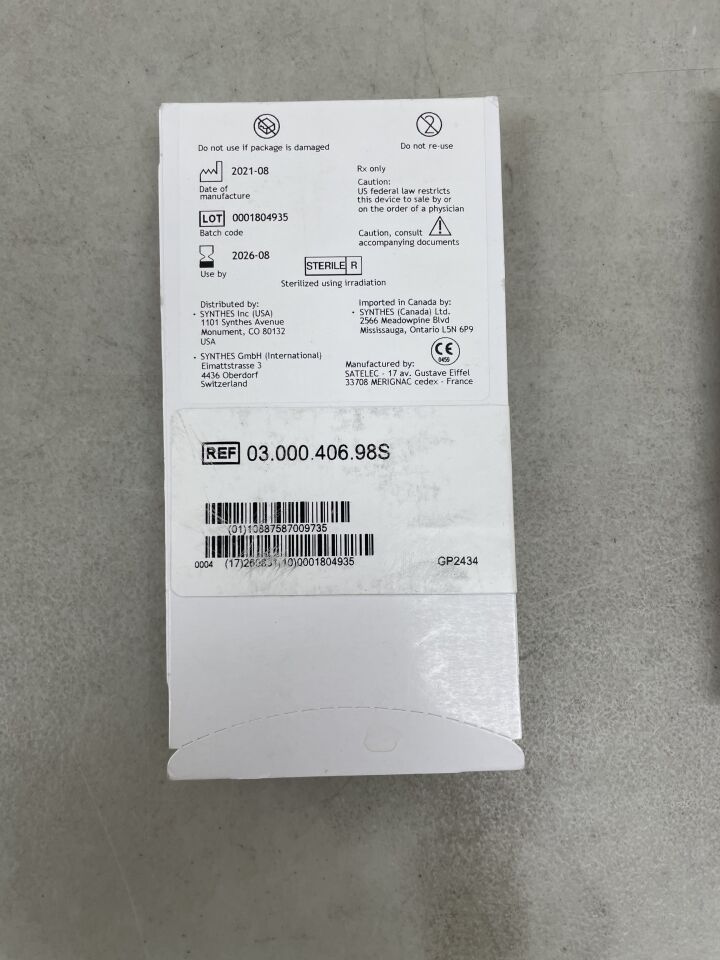 03.000.406.98S - SYNTHES - Sterile Scalpel Flat, 21.6 x 11.1 x 3 x 0.5 mm, (EA) - ( Expiry Date: 2026-08-01 )