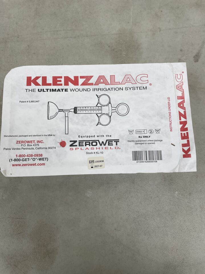KL-10 - ZEROWET - Irrigation Wound Set, (EA) - ( Expiry Date: 2027-07-01 )