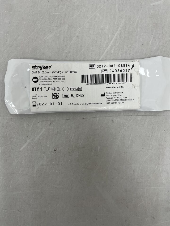 0277-082-085S4 - STRYKER - Minor Modification Product 2.0mm x 128mm Drill Bit, (EA) - ( Expiry Date: 2029-01-01 )