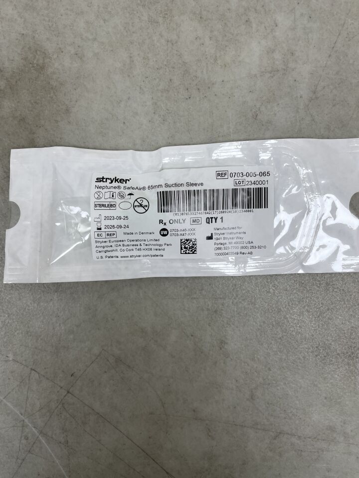 0703-005-065 - STRYKER - Neptune SafeAir 65mm Suction Sleeve, (EA) - ( Expiry Date: 2026-09-24 )