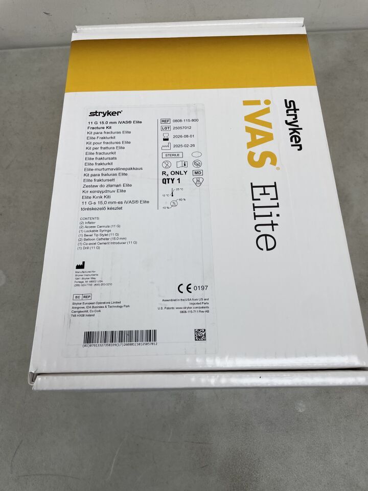 0808-115-800 - STRYKER - iVAS Elite Fracture Kit w/Two Inflators 11G x 15mm, (BX/1) - ( Expiry Date: 2026-08-01 )