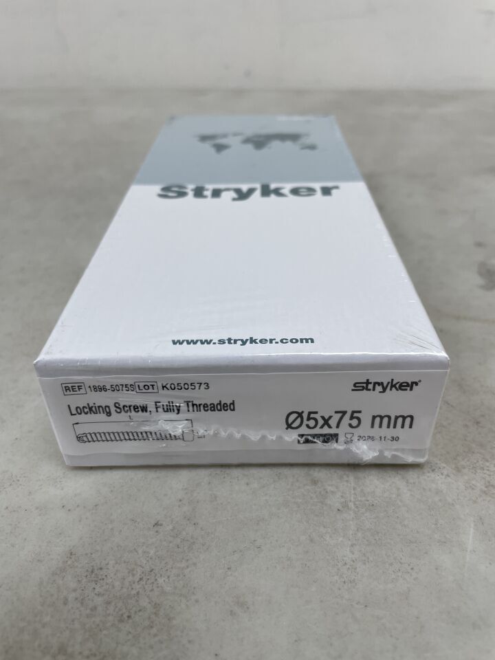 1896-5075S - STRYKER - 5mm Locking Screw - Fully Threaded / 75mm, (BX/1) - ( Expiry Date: 2026-11-30 )