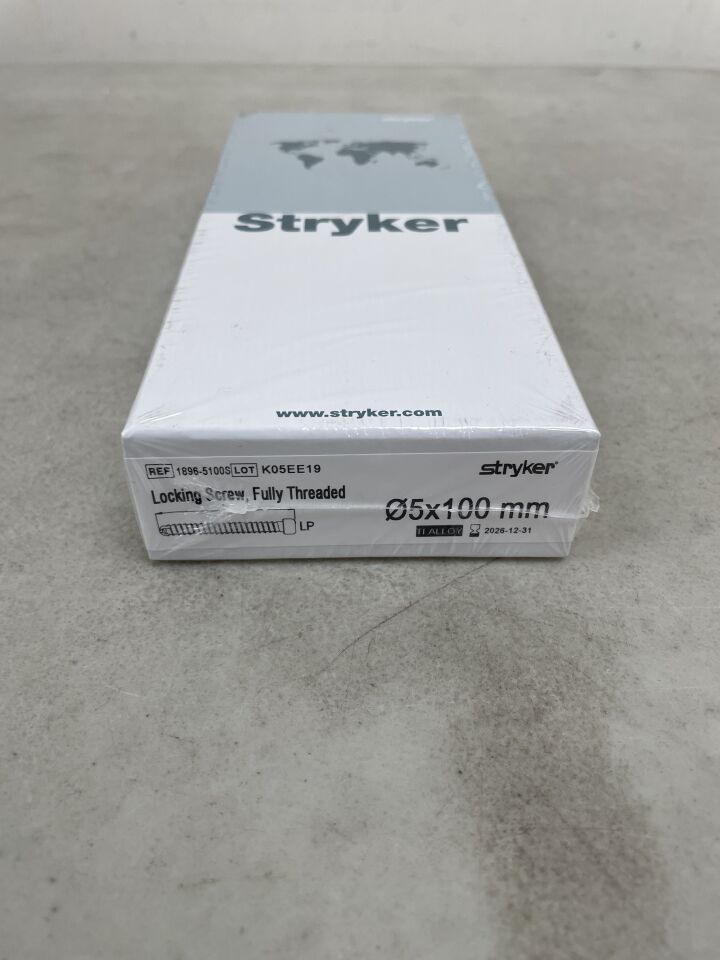 1896-5100S - STRYKER - LOCKING SCREW, FULLY THREADED 5x100MM, (BX/1) - ( Expiry Date: 2026-12-31 )