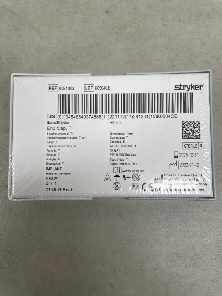 3005-1105S - STRYKER - Titanium End Cap, 15.5 dia. x 5 mm Length, (BX/1) - ( Expiry Date: 2026-12-31 )