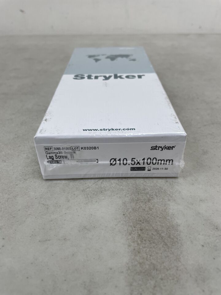 3060-0100S - STRYKER - Titanium Lag Screw, 10.5 dia. x 100 mm Length, (BX/1) - ( Expiry Date: 2026-11-30 )