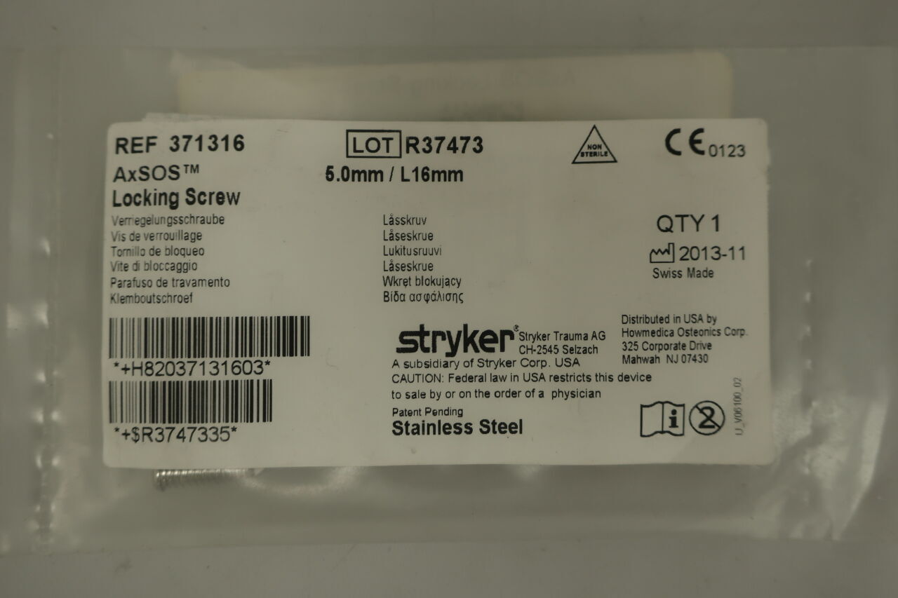 371316 - STRYKER - AxSOS Locking Screw 5.0mm/L16mm, (EA) - ( Expiry Date: 2099-12-31 )