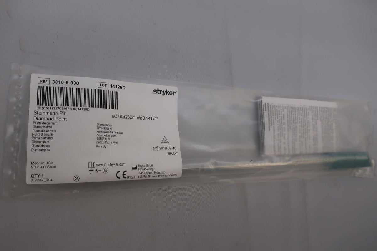 3810-5-090 - STRYKER - Steinmann Pin Diamond Point, (EA)