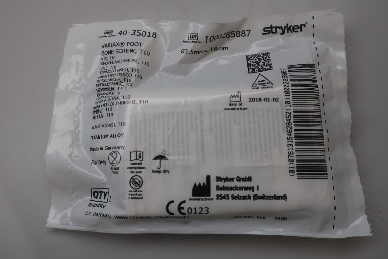 40-35018 - STRYKER - 40-35018 : Variax Foot Bone Screw, T10, (EA) - ( Expiry Date: 2099-12-31 )