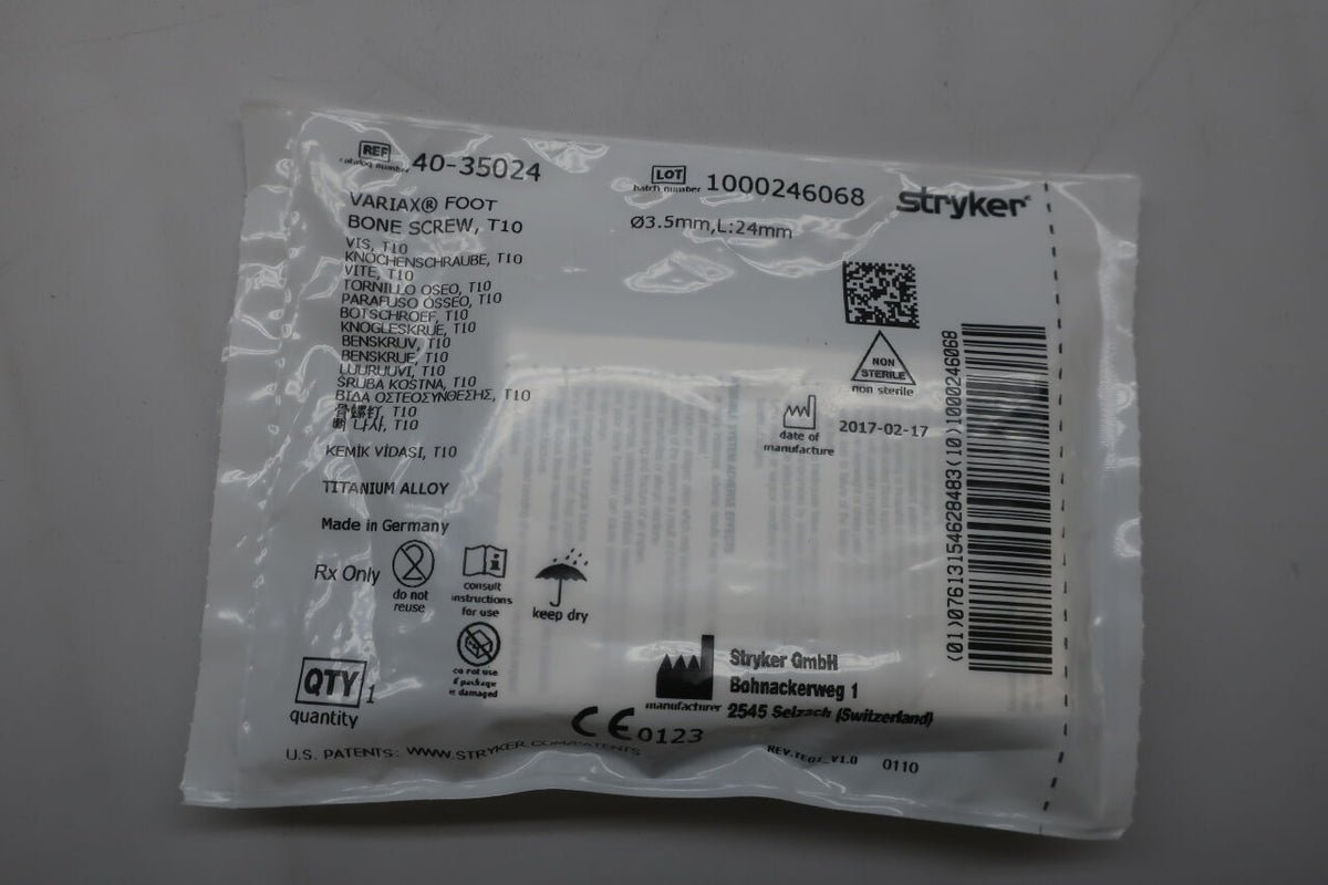 40-35024 - STRYKER - 40-35024 : Variax Foot Bone Screw, T10, (EA)