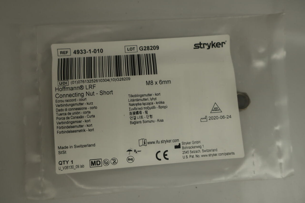 4933-1-010 - STRYKER - Hoffmann LRF Connecting Nut - Short LRF M8 x 6mm, (EA)