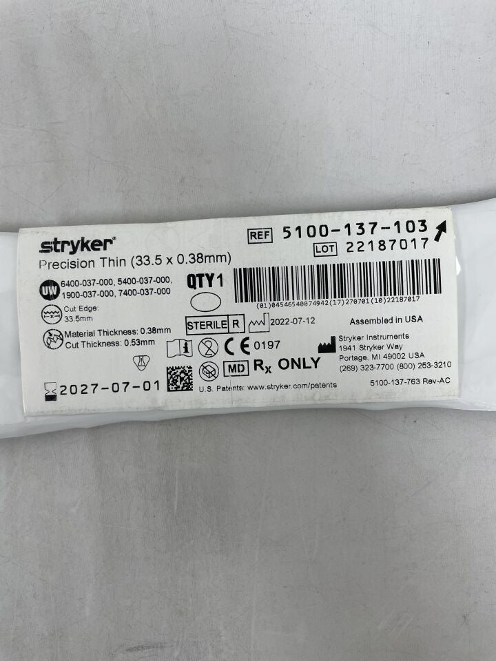 5100-137-103 - STRYKER - Precision Thin Down Offset Blade 33.5mm x 0.38mm, (EA) - ( Expiry Date: 2027-07-01 )