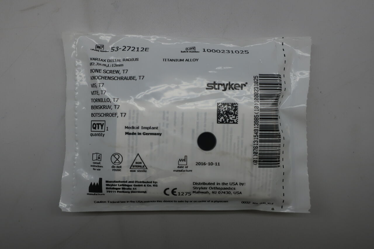 53-27212E - STRYKER - 53-27212E : Variax Distal Radius Bone Screw, T7, (EA) - ( Expiry Date: 2099-12-31 )