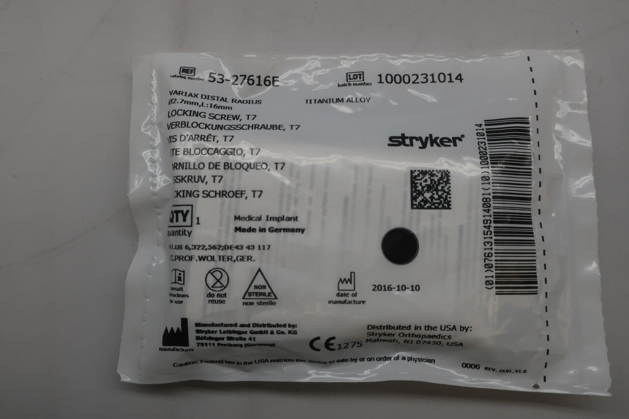 53-27616E - STRYKER - 53-27616E : Variax Distal Radius Locking Screw, T7, (EA) - ( Expiry Date: 2099-12-31 )