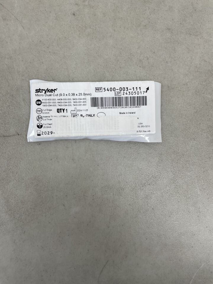 5400-003-111 - STRYKER - Micro Dual Cut Blade, 9.0 x 0.38 x 25.0mm, (EA) - ( Expiry Date: 2029-11-01 )