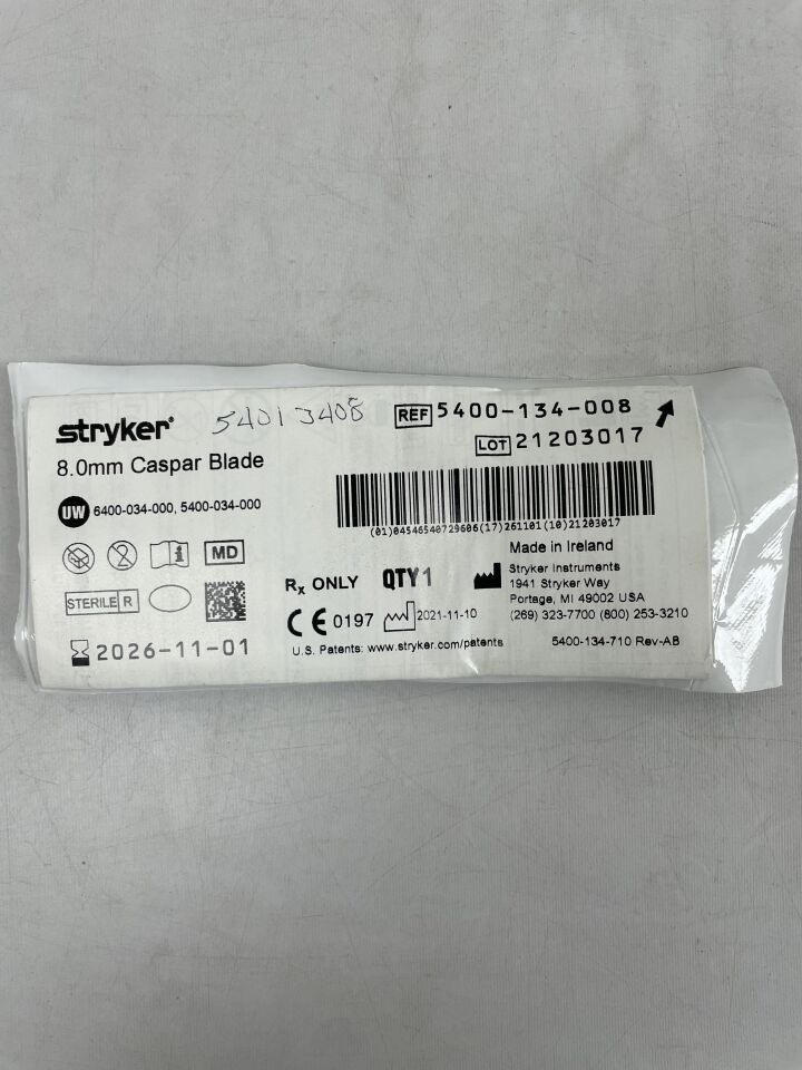 5400-134-008 - STRYKER - 8.0mm Caspar Blade, (EA) - ( Expiry Date: 2026-11-01 )