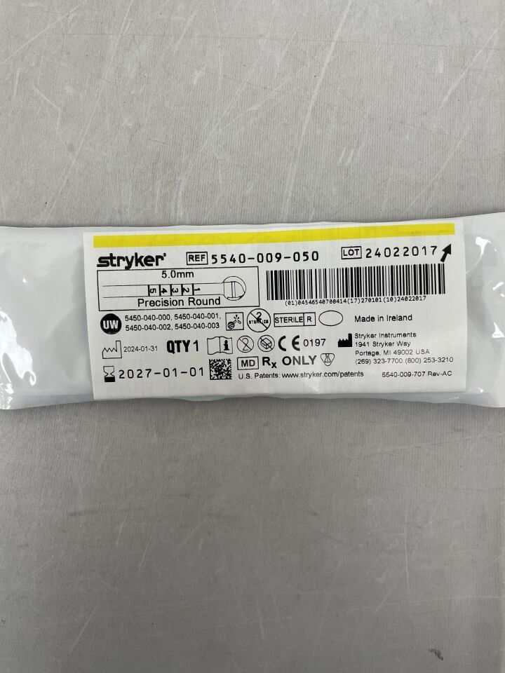 5540-009-050 - STRYKER - Precision Round Burr, 5 mm Head Diameter, (EA) - ( Expiry Date: 2027-01-01 )