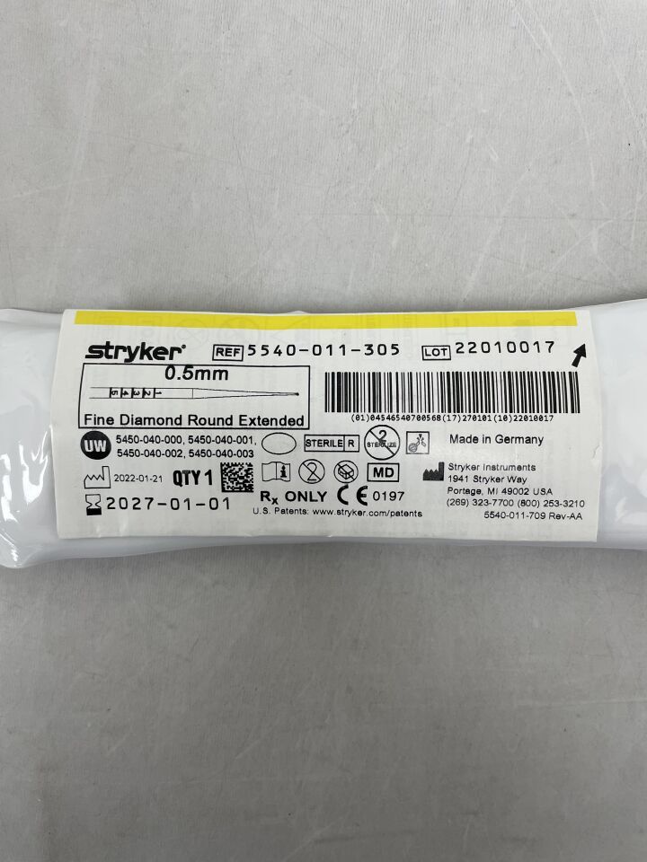 5540-011-305 - STRYKER - S2 Fine Diamond Round Bur, Extended 0.5mm, (EA) - ( Expiry Date: 2027-01-01 )