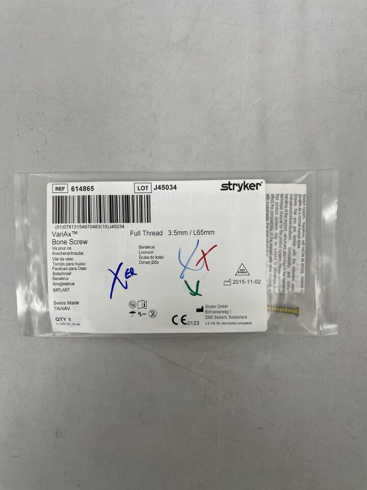 614865 - STRYKER - VariAx Titanium Fully Threaded Self-Tapping Bone Screw, 3.5 x 65 mm, (EA) - ( Expiry Date: 2099-12-31 )