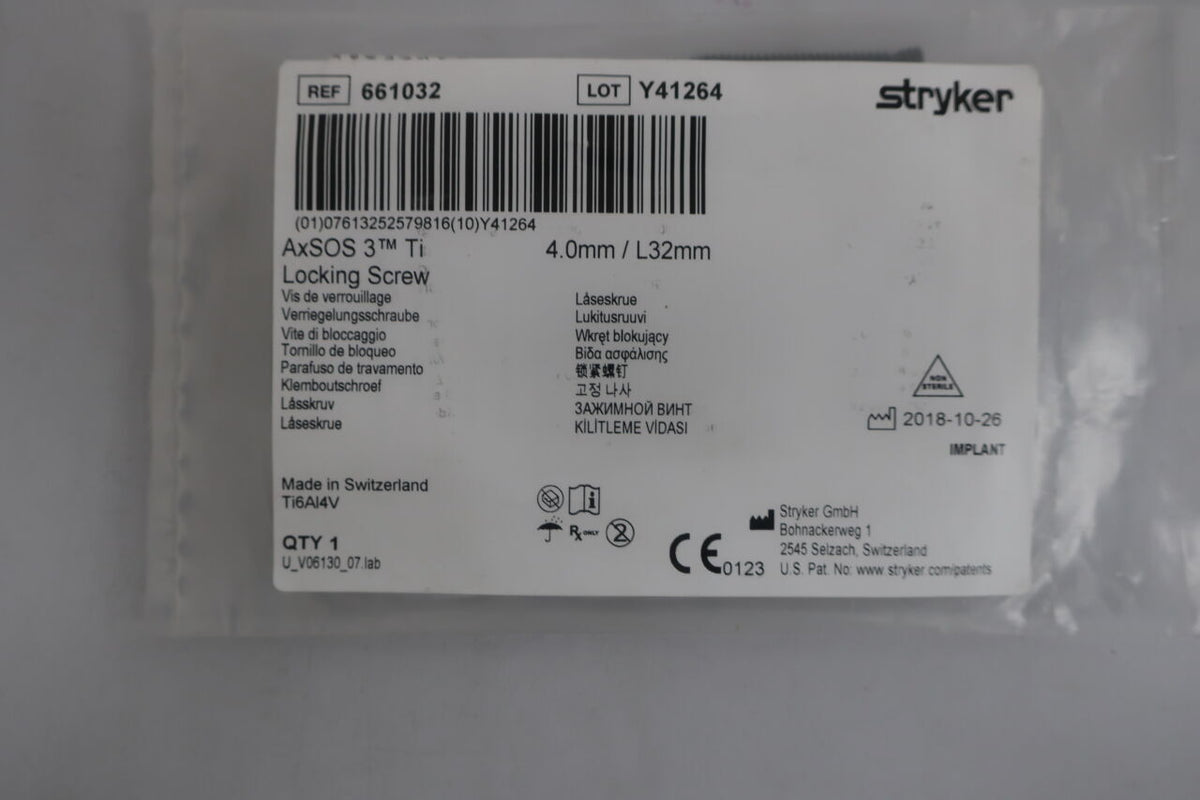 661032 - STRYKER - AxSOS 3⢠Ti Locking Screw 4.0mm/L32mm, ()