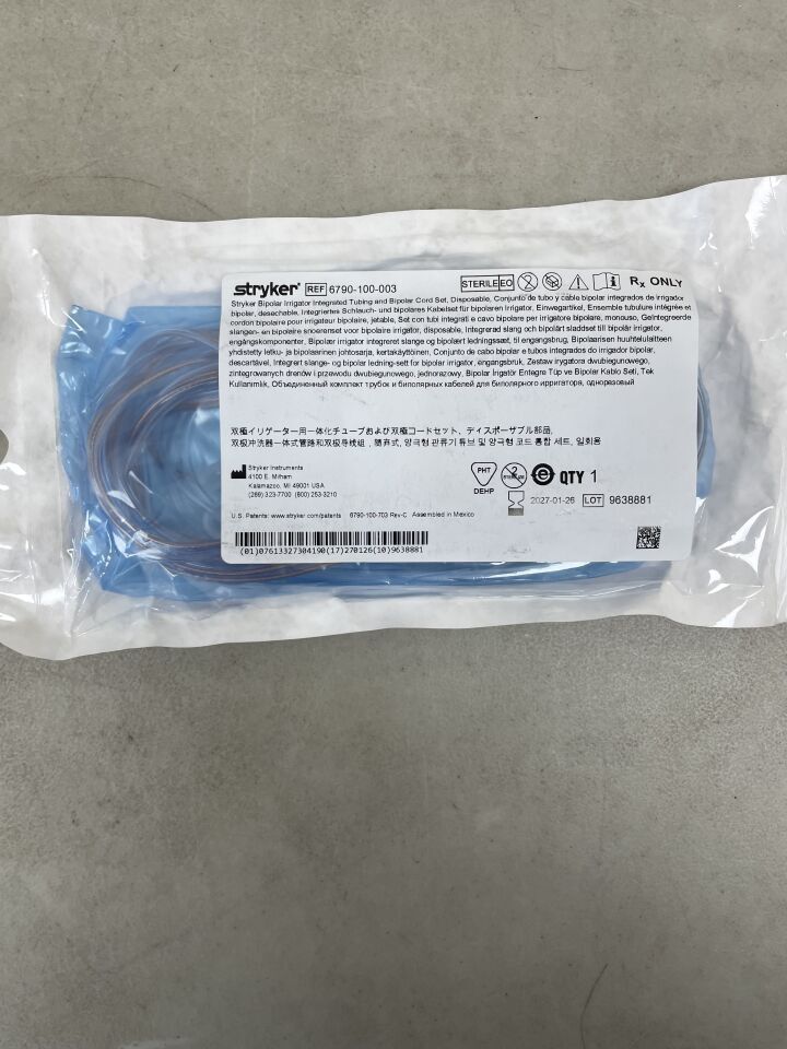 6790-100-003 - STRYKER - Bipolar Irrigator Integrated Tubing & Bipolar Cord Set, (EA) - ( Expiry Date: 2027-01-26 )