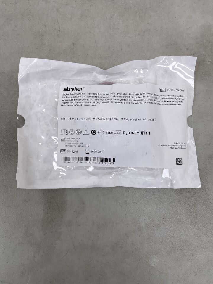 6790-100-005 - STRYKER - spetzler-malis bipolar cord set, (EA) - ( Expiry Date: 2026-09-27 )