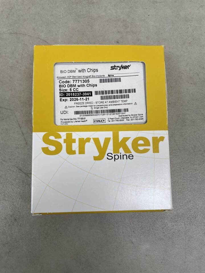 7771305 - STRYKER - BIO Chips Cancellous with DBM Powder (1-8mm particle range), 5cc, (BX/1) - ( Expiry Date: 2026-11-21 )
