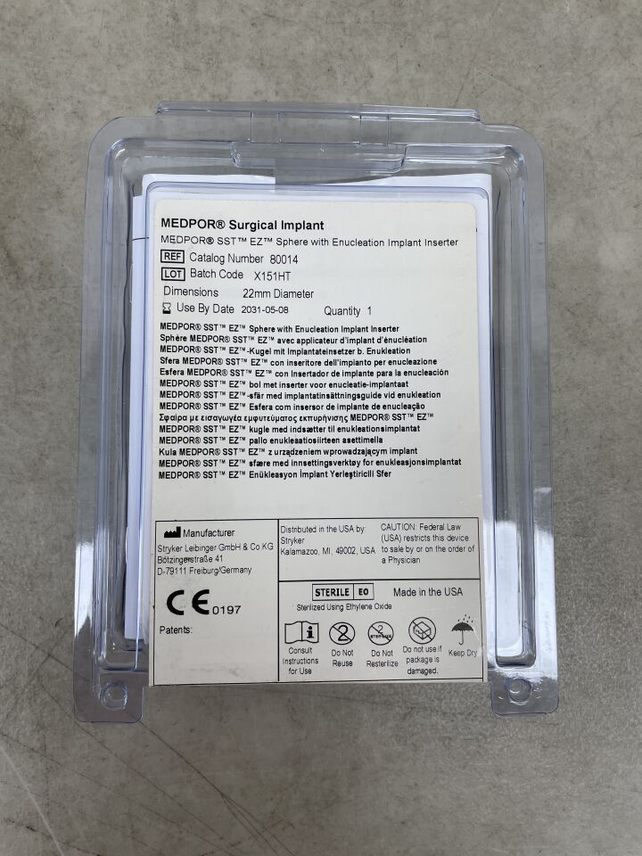 80014 - STRYKER - Medpor Smooth Surface Tunnel (SST-EZ) Sphere 22mm, (EA) - ( Expiry Date: 2031-05-08 )