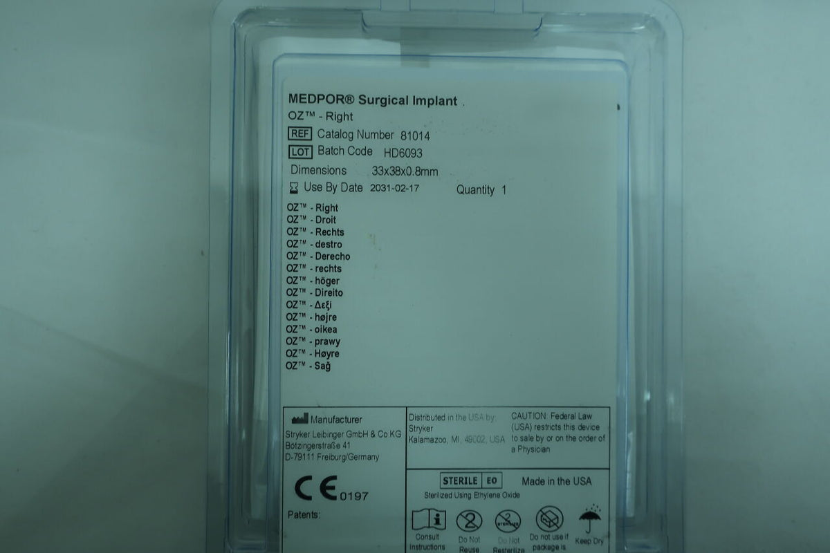 81014 - STRYKER - MEDPOR Surgical Implant, ()