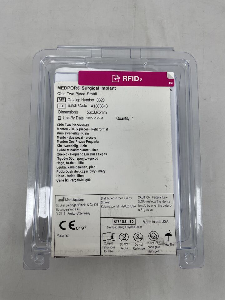 8321 - STRYKER - Medpor surgical Implant Chin Two Piece Medium 56x36x7mm, (EA) - ( Expiry Date: 2031-12-28 )