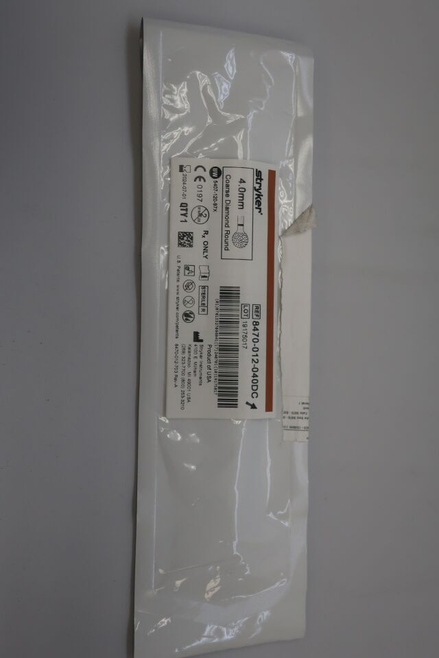 8470-012-040DC - STRYKER - Coarse Diamond Burr, 4 mm dia., 16 cm Shank Length, (EA) - ( Expiry Date: 2027-08-01 )