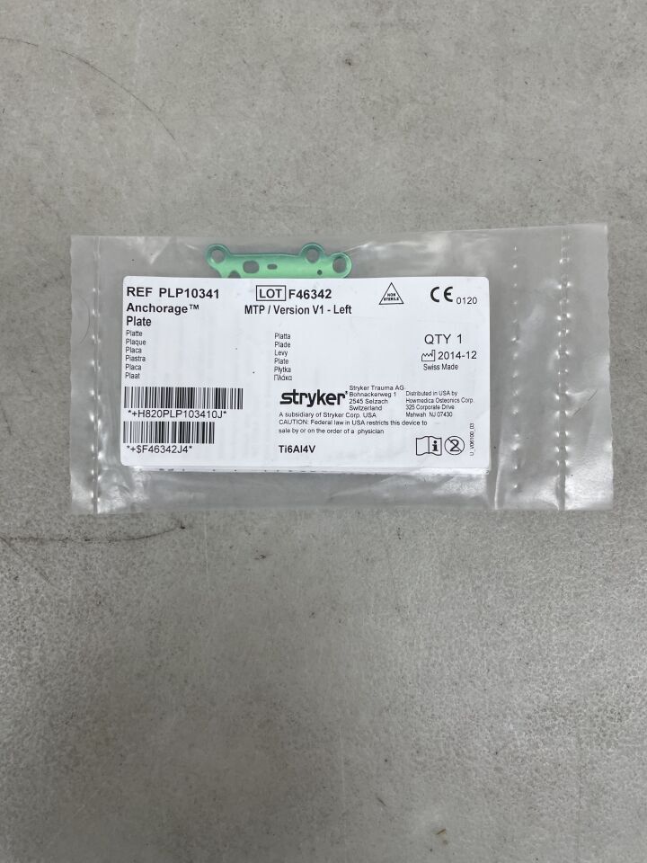 PLP10341 - STRYKER - Anchorage Plate, MTP/V1, 6-Hole, Left Sided, (EA) - ( Expiry Date: 2099-12-31 )